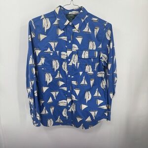 Vintage Lauren Ralph Lauren Shirt Mens M Blue Sailboat Nautical Print Button Up